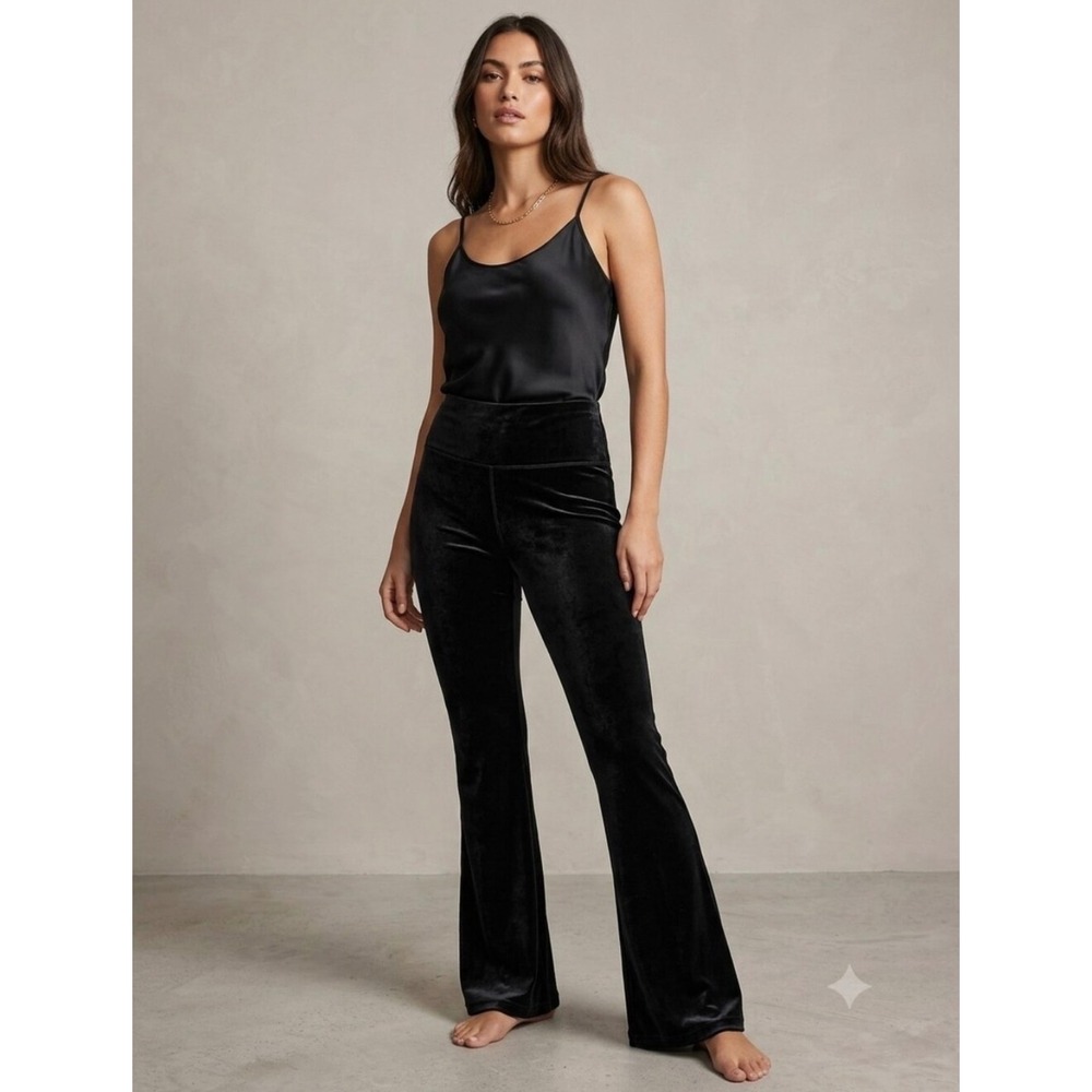 Athleta Elation Velvet Flare Pant Black High Rise Yoga Leggings XS
